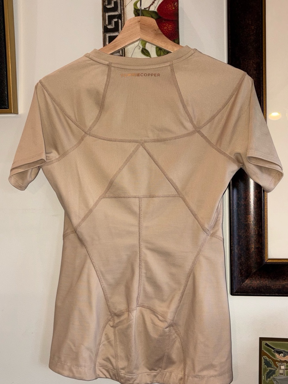 Tommie Coper Zipper Front Short Sleeve Nude Top Size Large - Picture 2 of 4